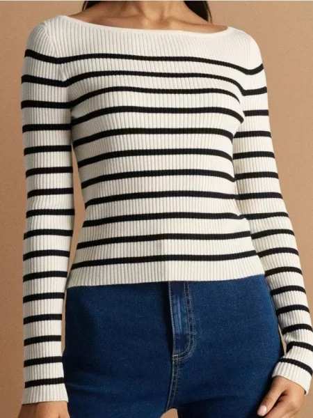 Ребристий светр з віскозою різнобарвний