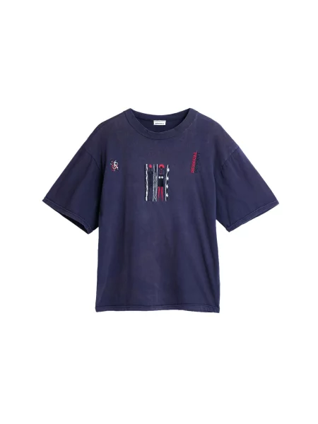 Desigual Tricou mov închis / roșu / negru alb