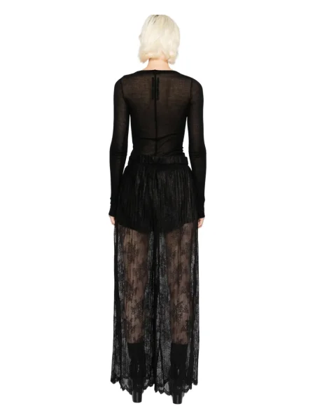 Pantaloni Quetsche plisate din dantelă negru