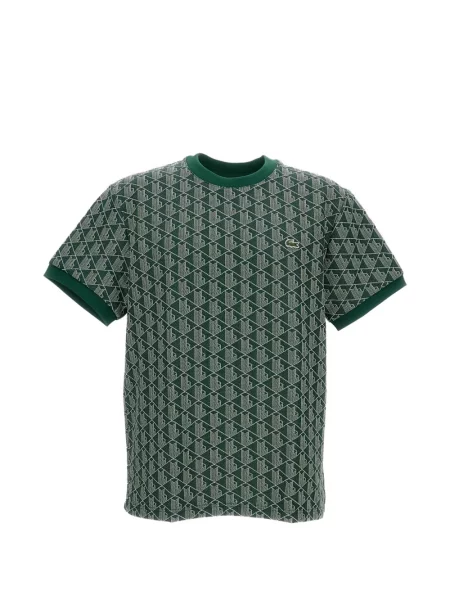 Tricou Lacoste cu imagine cu imprimeu geometric verde