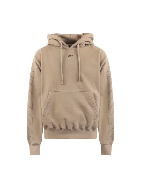 Bluza z kapturem Off-white z kapturem z nadrukiem polarowa biała