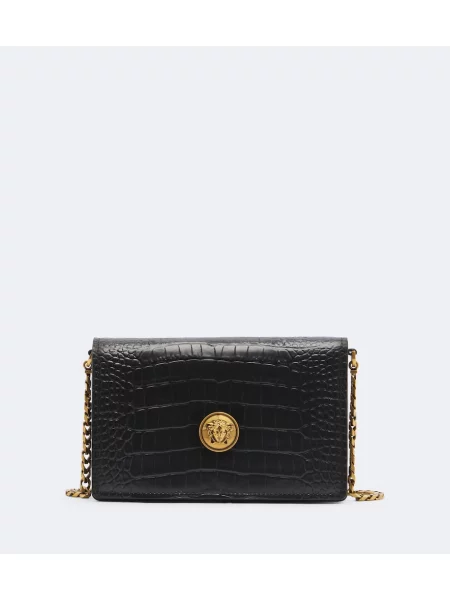 Δερμάτινη τσάντα χιαστί Versace μαύρο