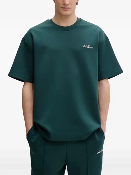 Tricou Les Deux cu broderie verde