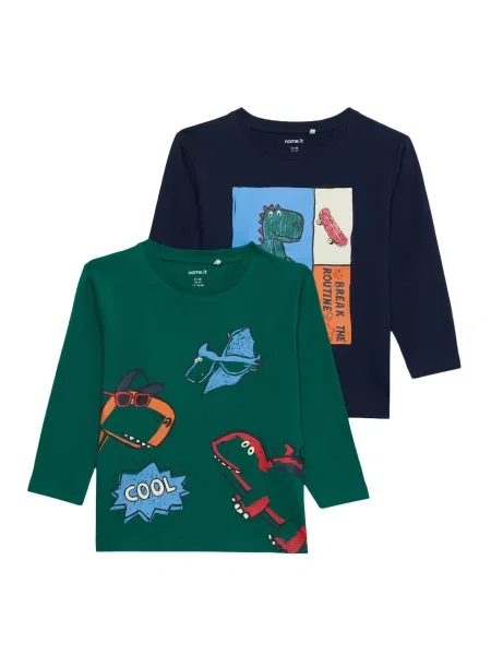 NAME IT Tricou NMMLUCIUS noapte / deschis / verde închis / portocaliu albastru