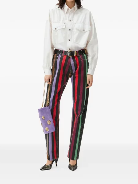 Blugi drepți Versace cu dungi albastru