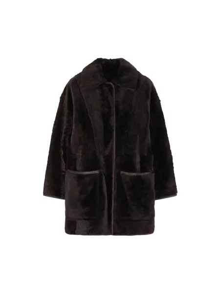 Kurtka skórzana Max Mara brązowa