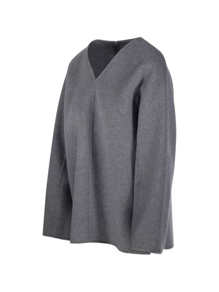 Bluzka S Max Mara wełniana z dekoltem w serek szara