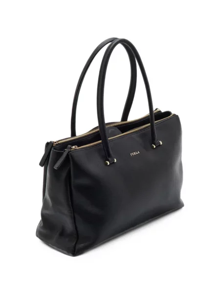 Кожена шопинг чанта Furla черно