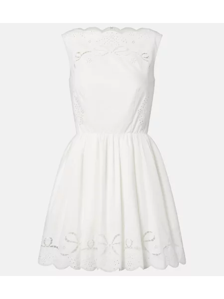 Rochie Self-portrait cu broderie din poplin alb