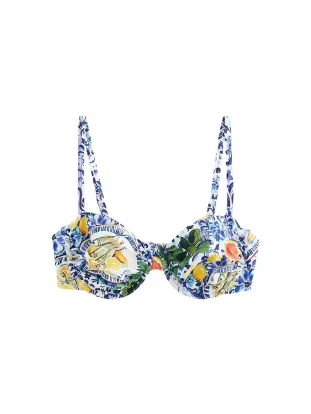 Next Sutien costum de baie albastru închis / galben lămâie / oliv alb