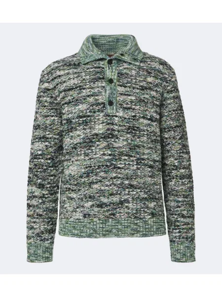 Tricou polo Missoni de lână verde