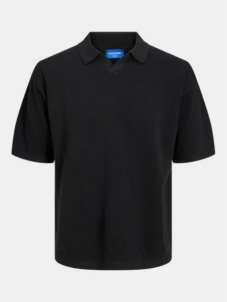 Jack&Jones Тениска с яка и Linen черен