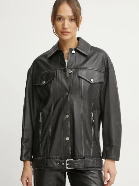 MAX&Co. geaca de piele femei de tranzitie negru