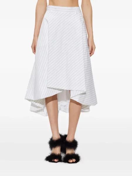 Fustă midi Moschino asimetrică alb