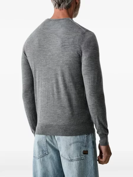 Lung pulover Hackett London cu decolteu rotund gri