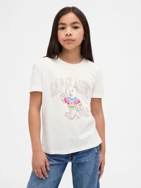Tricou copii Gap alb