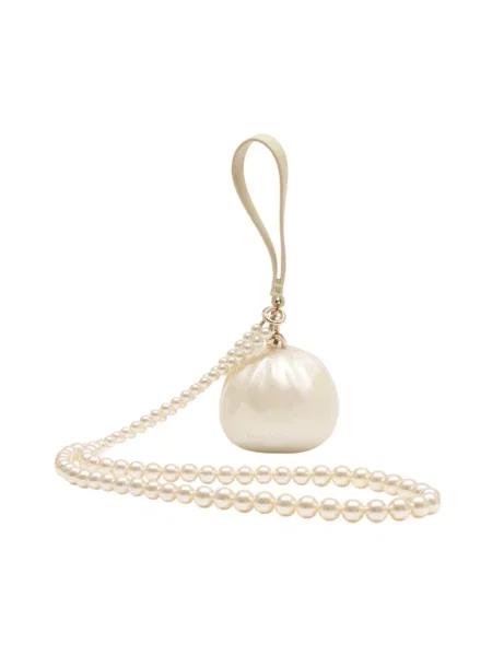 Torebka crossbody Simone Rocha z perełkami skórzana beżowa