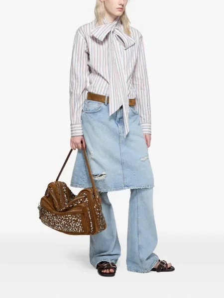 Cămașă Acne Studios cu funde cu dungi alb