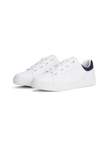 Teniși Tommy Hilfiger din piele cu toc jos alb