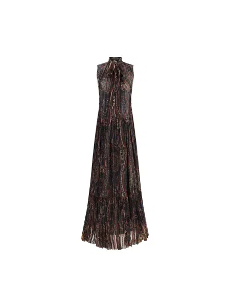 Jedwabna sukienka Saint Laurent z kokardką z wzorem paisley