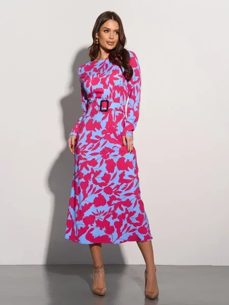 Сукня міді ISSA Plus комбінований верх блакитний