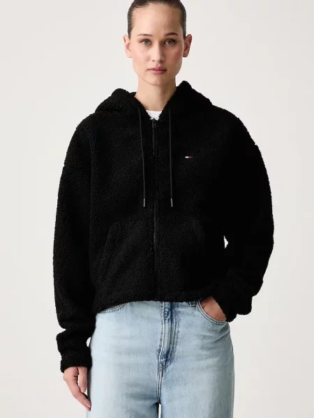 Tommy Jeans Jachetă fleece negru