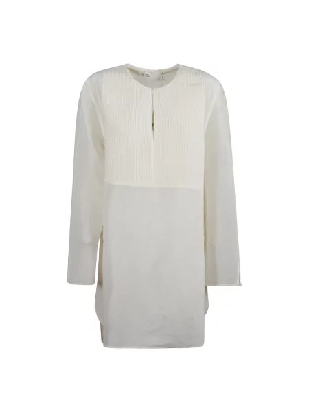 Lniana sukienka koszulowa Tory Burch biała