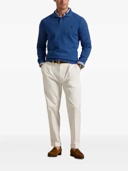 Slip de baie Polo Ralph Lauren cu broderie din piele de căprioară în carouri albastru