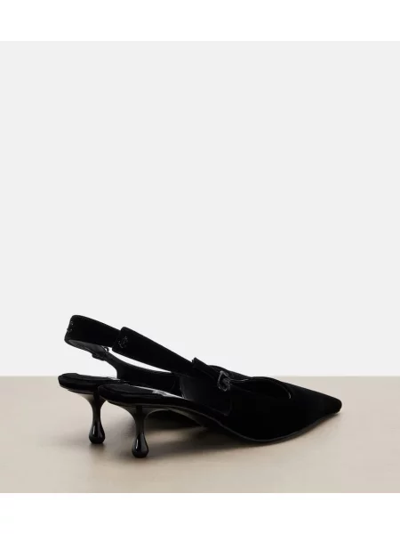 Pantofi cu toc Jimmy Choo de catifea slingback negru