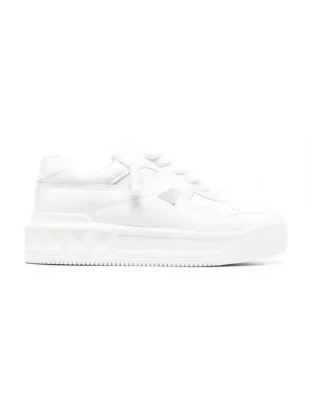 Lniane sneakersy Valentino One Stud białe
