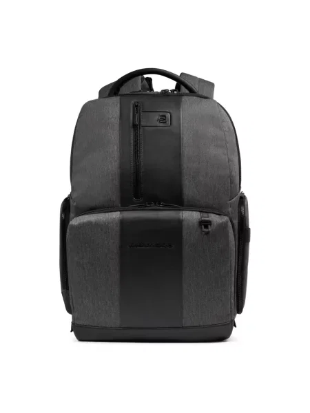 Torba na laptopa Piquadro skórzana w kratę szara