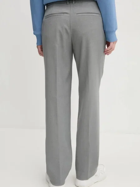 Kalhoty Abercrombie & Fitch jednoduché high waist šedá