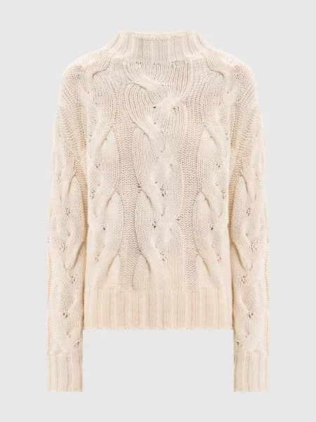 Светр з вовною у візерунок Max & Co бежевий