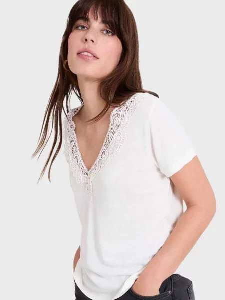 Лляний топ Naf Naf білий