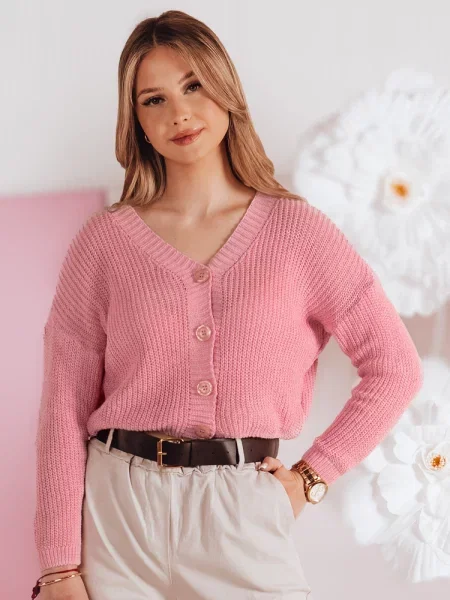Sweter one size oversize prążkowany SWEETDREAM Dstreet różowy