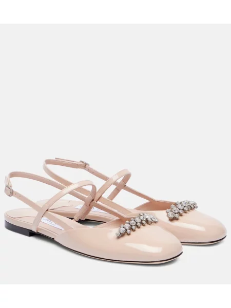 Balerini Jimmy Choo din piele de lac roz