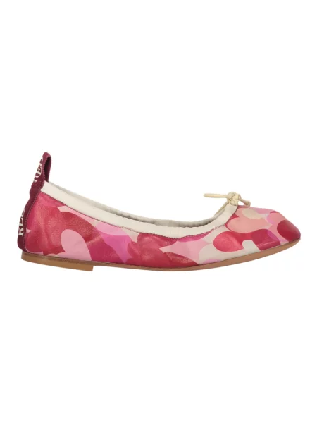 Balerinki Red Valentino skórzane w kwiatki biznesowe czerwone