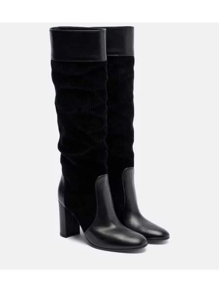 Cizme Gianvito Rossi de catifea cord negru
