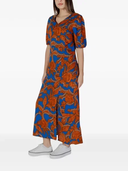 Rochie maxi B.young cu model floral cu imagine albastru