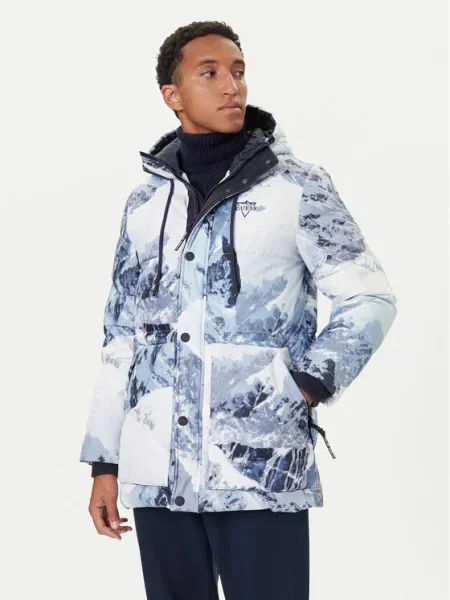 Guess Geacă din puf albastru