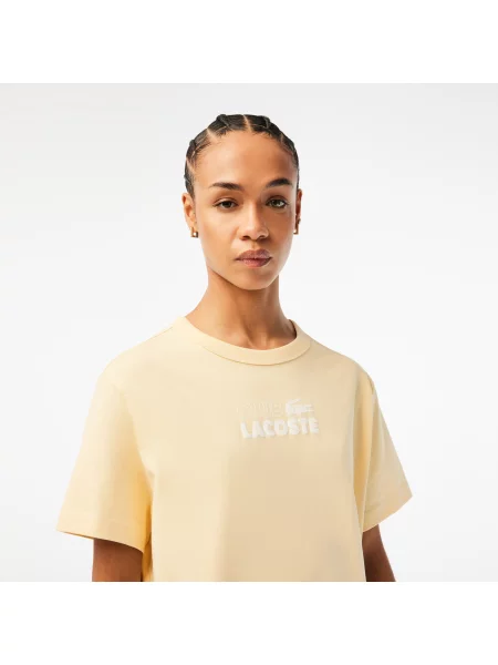 Lacoste Sukienka-Koszula Z Nadrukiem Z Bawełny Organicznej żółta