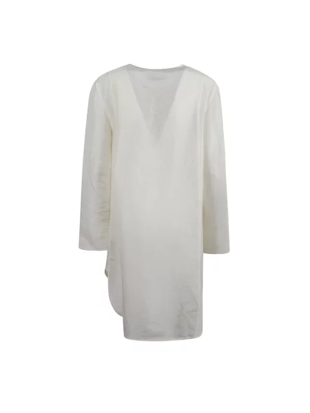 Lniana sukienka koszulowa Tory Burch biała