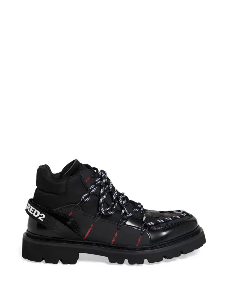 Bocanci de munte Dsquared2 cu bretele de drumeție cu autograf negru
