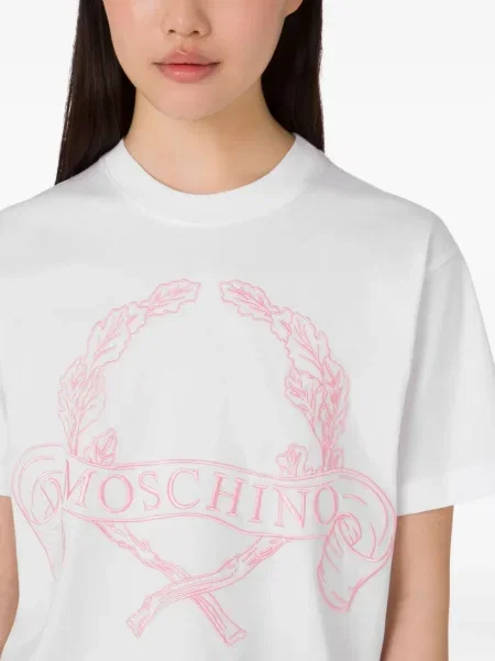 Tricou Moschino cu broderie alb