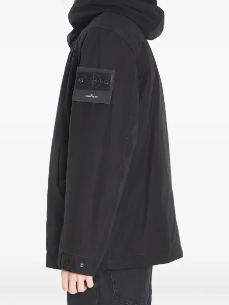 Geacă parka Stone Island cu glugă cu strasuri negru