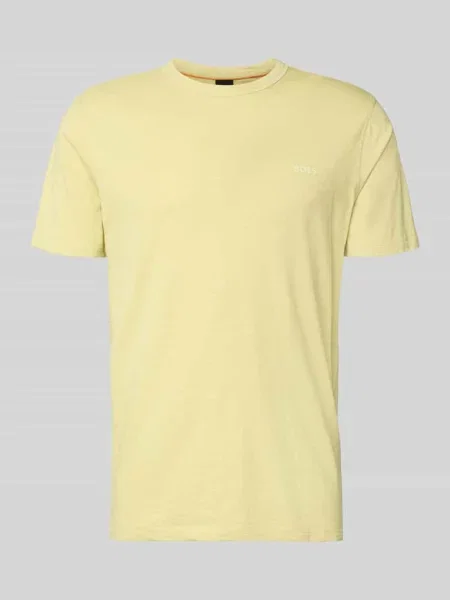 T-shirt o kroju regular fit z teksturowanej bawełny Model TEGOOD' Boss Orange żółta