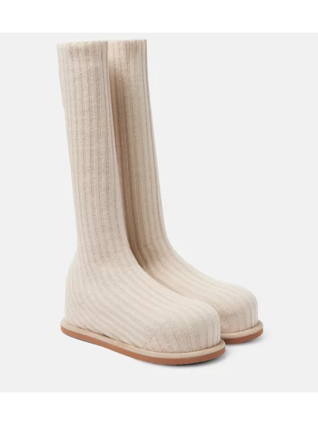 Strečové kozačky Amina Muaddi béžové