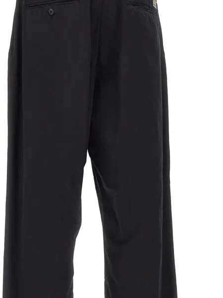 Pantaloni Carhartt Wip plisate din țesătură twill negru