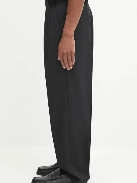 Μάλλινα παντελόνια Kenzo Weave Pleated Tailored ανδρικό μαύρο