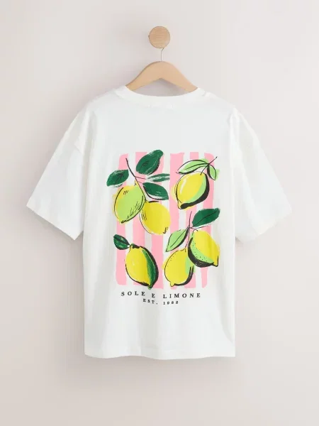 Next Tričko Lemon žltá / ružová / čierna biela